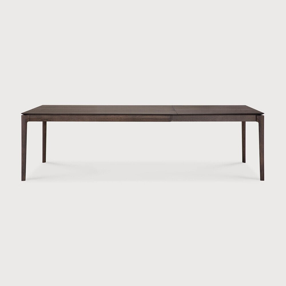 Ethnicraft Uitschuifbare Eettafel 'Bok' Gevernist Eikenhout, 180/280 x 100cm, kleur Bruin