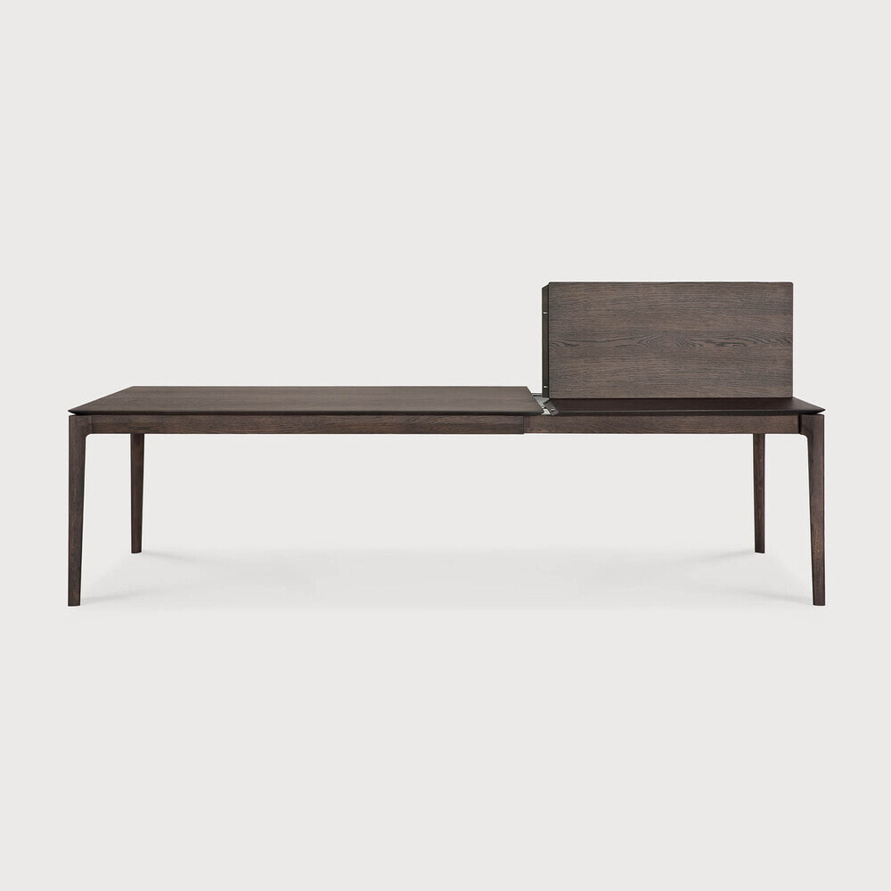 Ethnicraft Uitschuifbare Eettafel 'Bok' Gevernist Eikenhout, 180/280 x 100cm, kleur Bruin