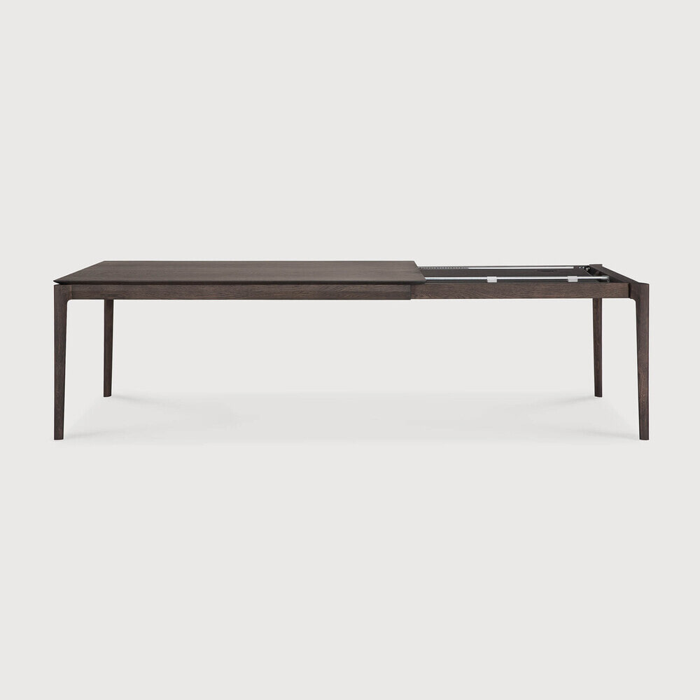 Ethnicraft Uitschuifbare Eettafel 'Bok' Gevernist Eikenhout, 180/280 x 100cm, kleur Bruin