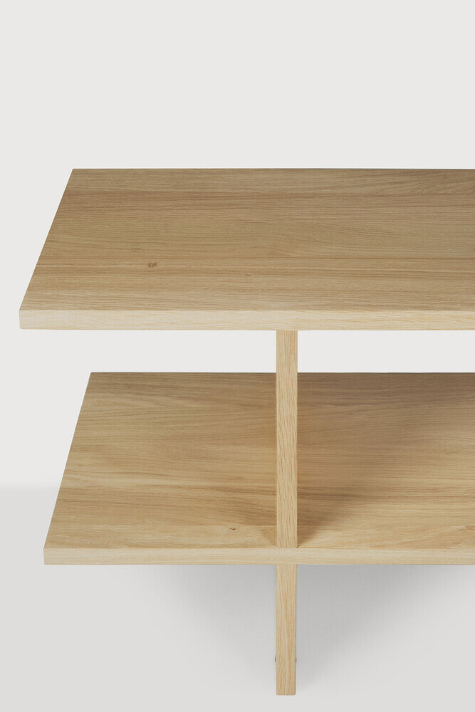 Ethnicraft Sidetable 'Kabuki' Geolied Eikenhout, 103cm, kleur Naturel