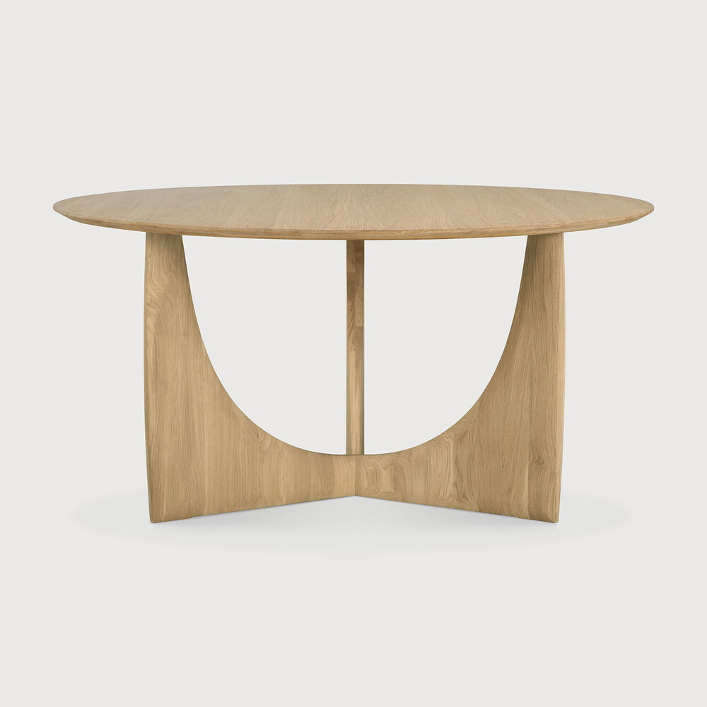 Ethnicraft Ronde Eettafel 'Geometric' Geolied Eikenhout, 150cm, kleur Naturel