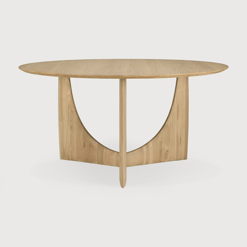 Ethnicraft Ronde Eettafel 'Geometric' Geolied Eikenhout, 150cm, kleur Naturel