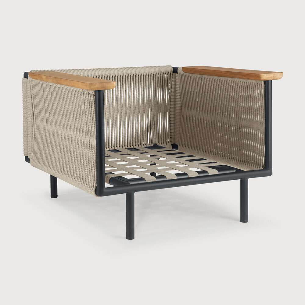 Ethnicraft Outdoor Loungestoel Corbey Teakhout en aluminium, Zonder kussen - Zwart
