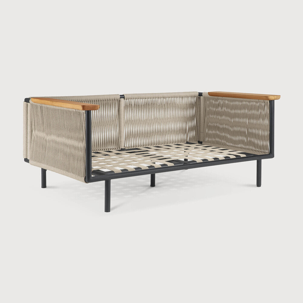Ethnicraft Outdoor Loungebank Corbey Teakhout en aluminium, Zonder kussen - Zwart
