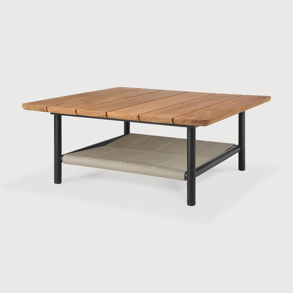 Ethnicraft Vierkante Outdoor Salontafel Corbey Teak en aluminium, 80 x 80cm - Bruin