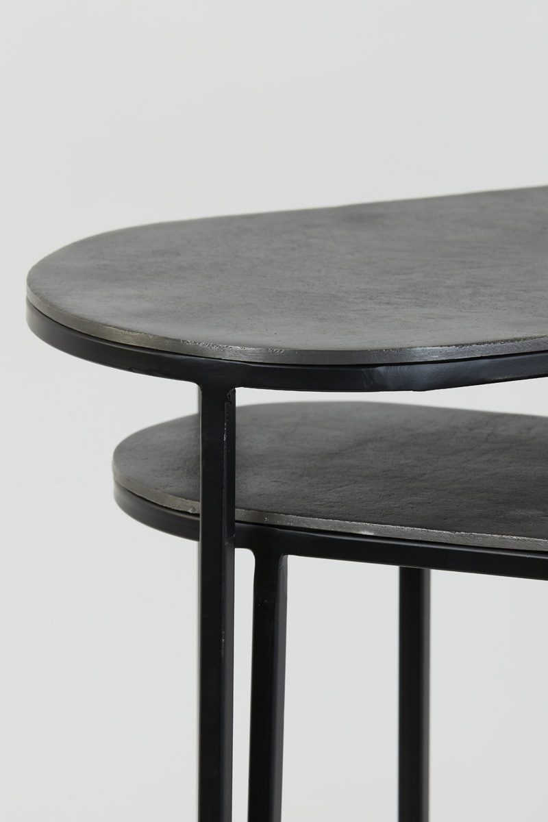 Light & Living Bijzettafel 'Bocov' Set van 2 stuks, kleur Antiek Lood