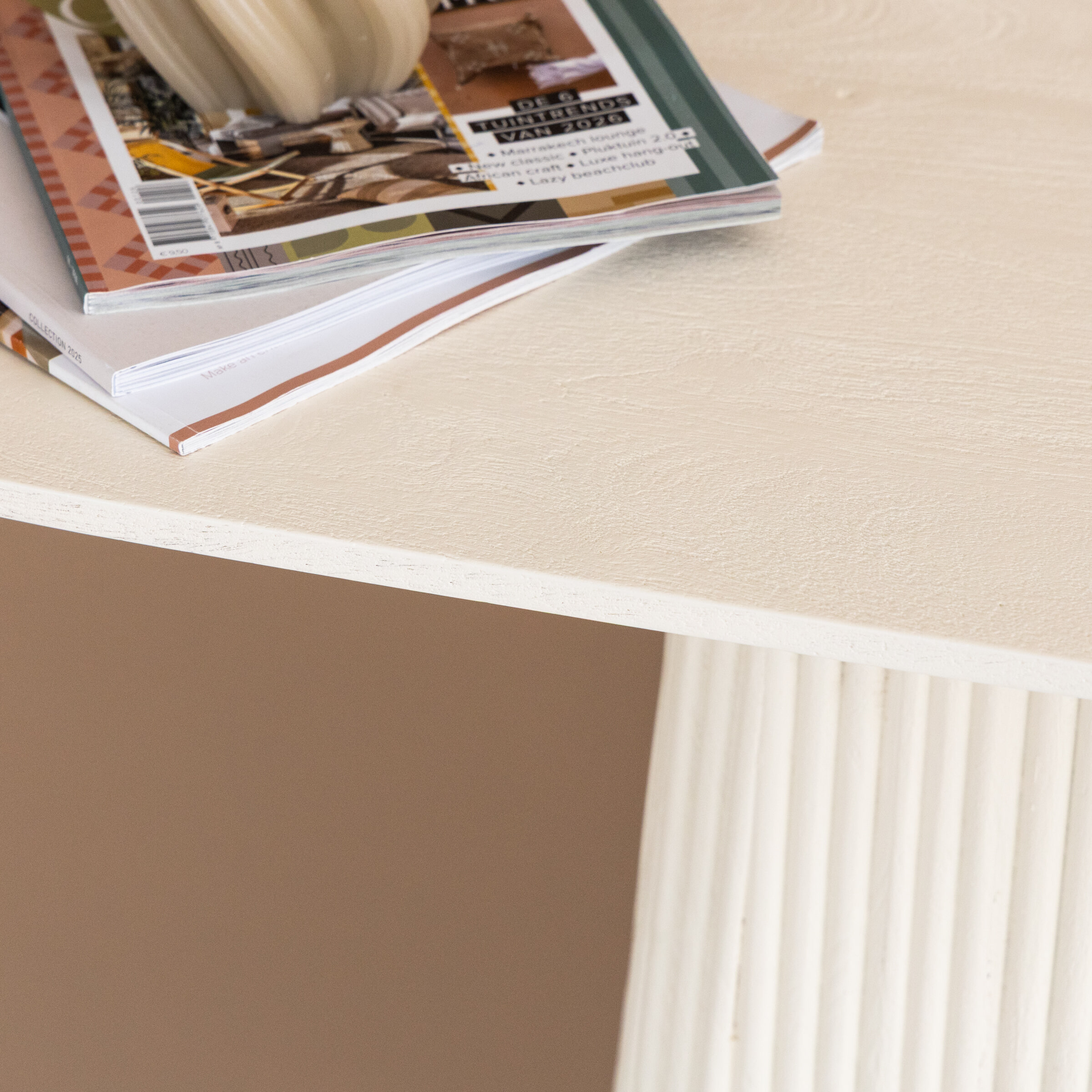 Sohome Ovale Sidetable 'Puck' Mangohout, 140cm, kleur Ivoor