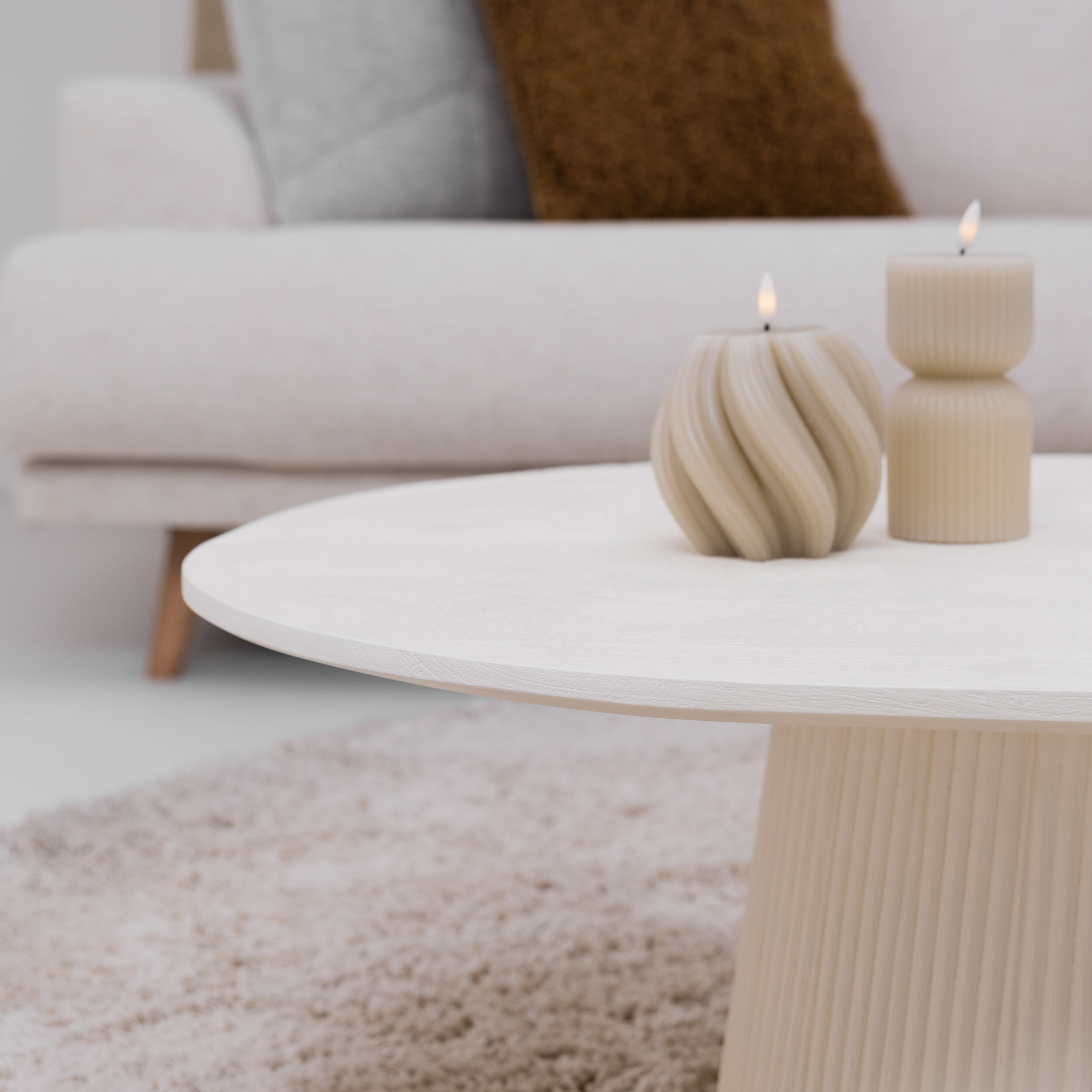 Sohome Ovale Salontafel 'Puck' Mangohout, 120 x 70cm, kleur Ivoor