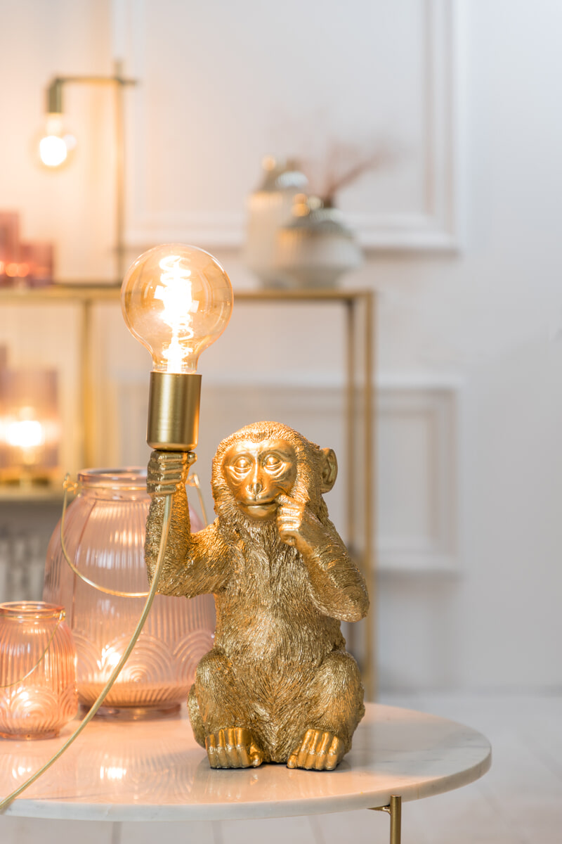 Light & Living Tafellamp 'Monkey' 34cm, kleur Goud