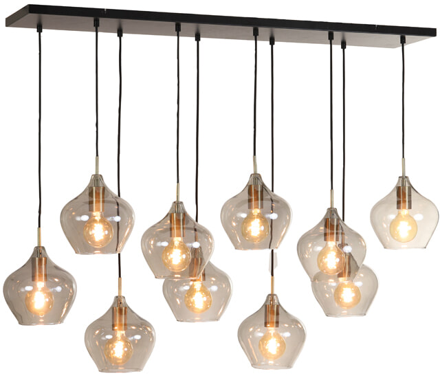 Light & Living Hanglamp 'Rakel' 10-Lamps, kleur Antiek Brons / Smoke