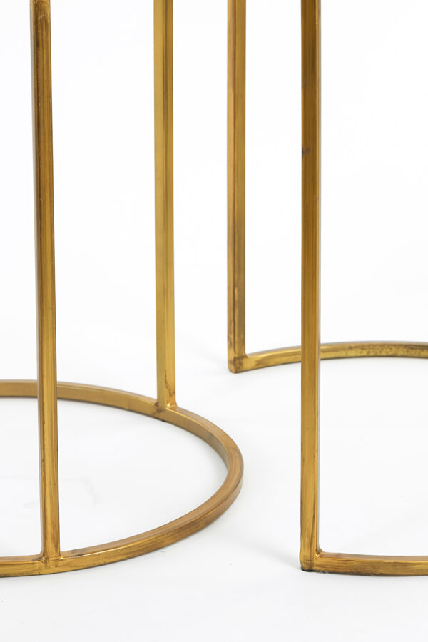 Light & Living Bijzettafel 'Duarte' Set van 2 stuks, glas smoke-goud