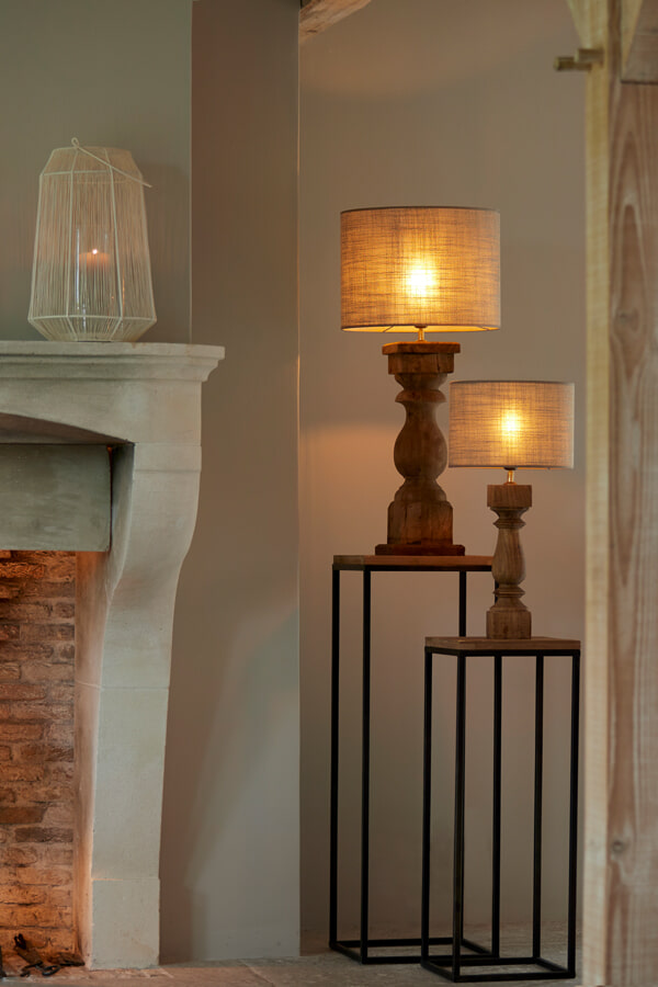 Light & Living Zuilen / bijzettafels 'Yarula' Set van 2 stuks, zwart+hout
