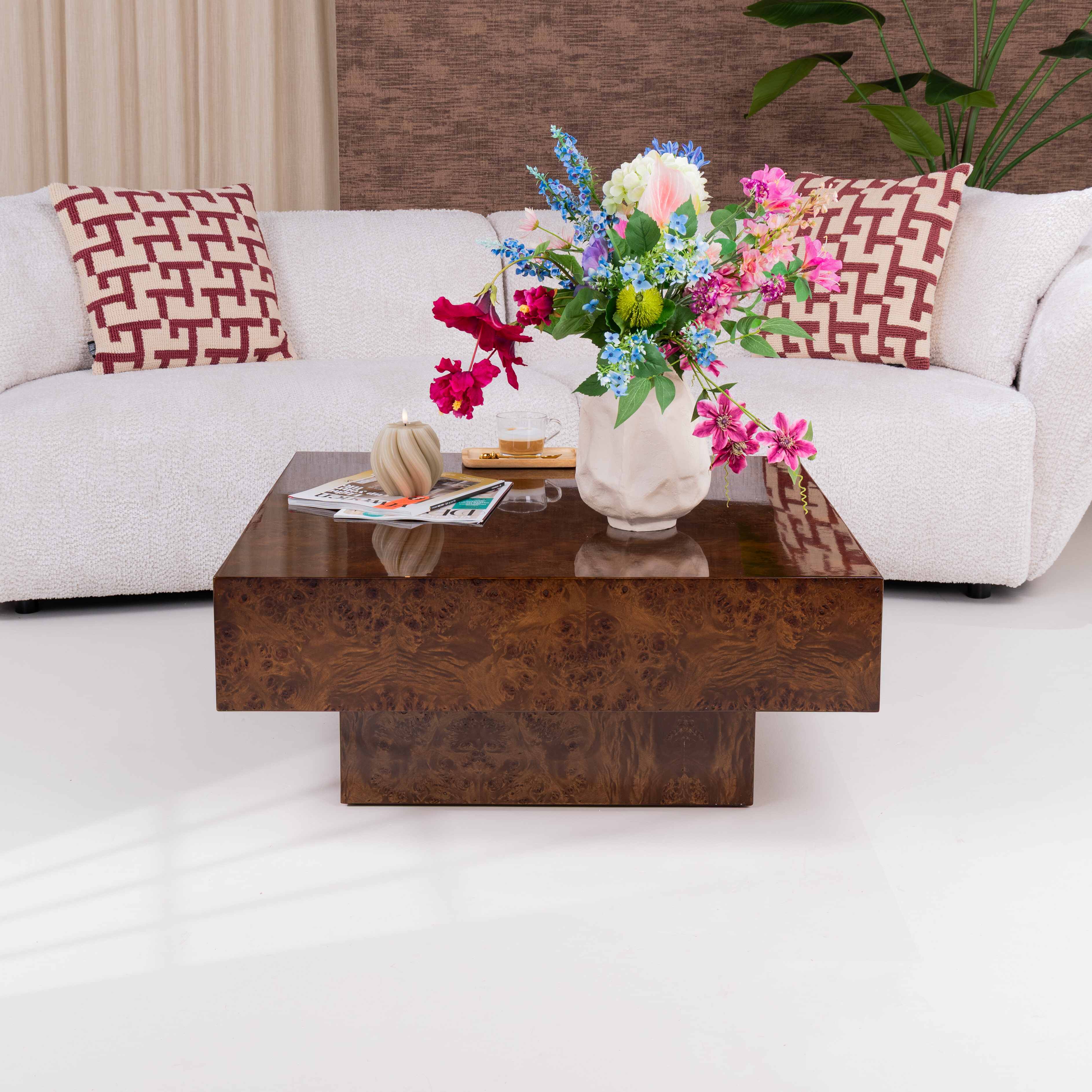 Dutchbone Vierkante Salontafel 'Quinn' 90 x 90cm, kleur Walnoot