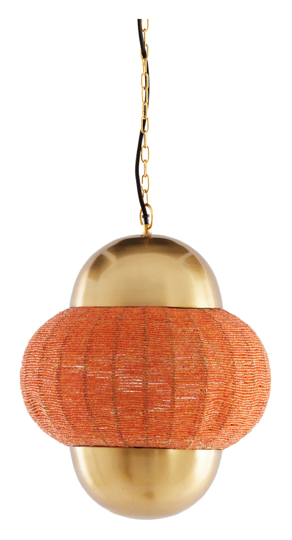 Light & Living Hanglamp Cetara Kralen, 33cm - Oranje/Brons