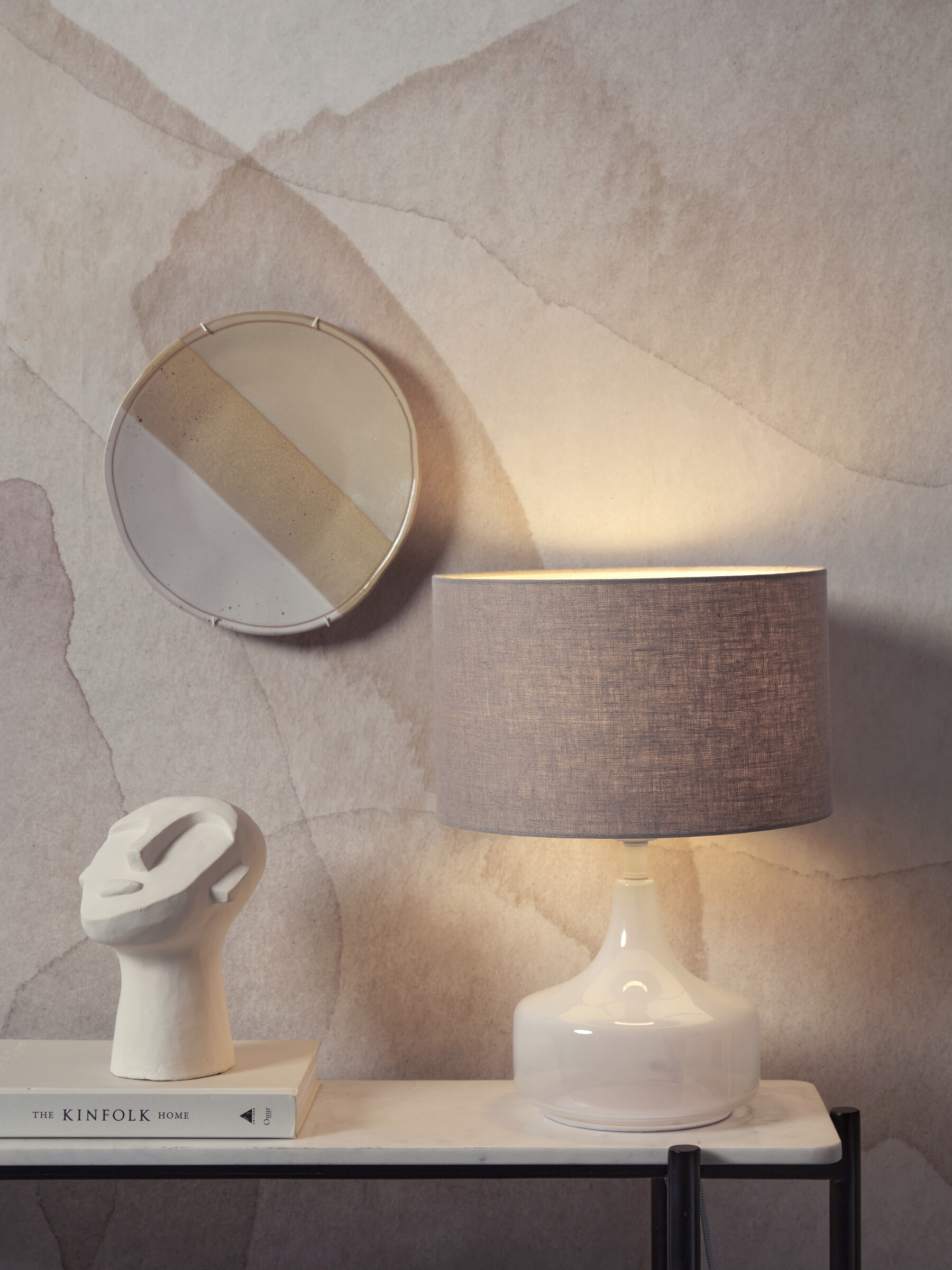 its about RoMi Tafellamp 'Reykjavik' Linnen, 46cm, kleur Donkerbeige
