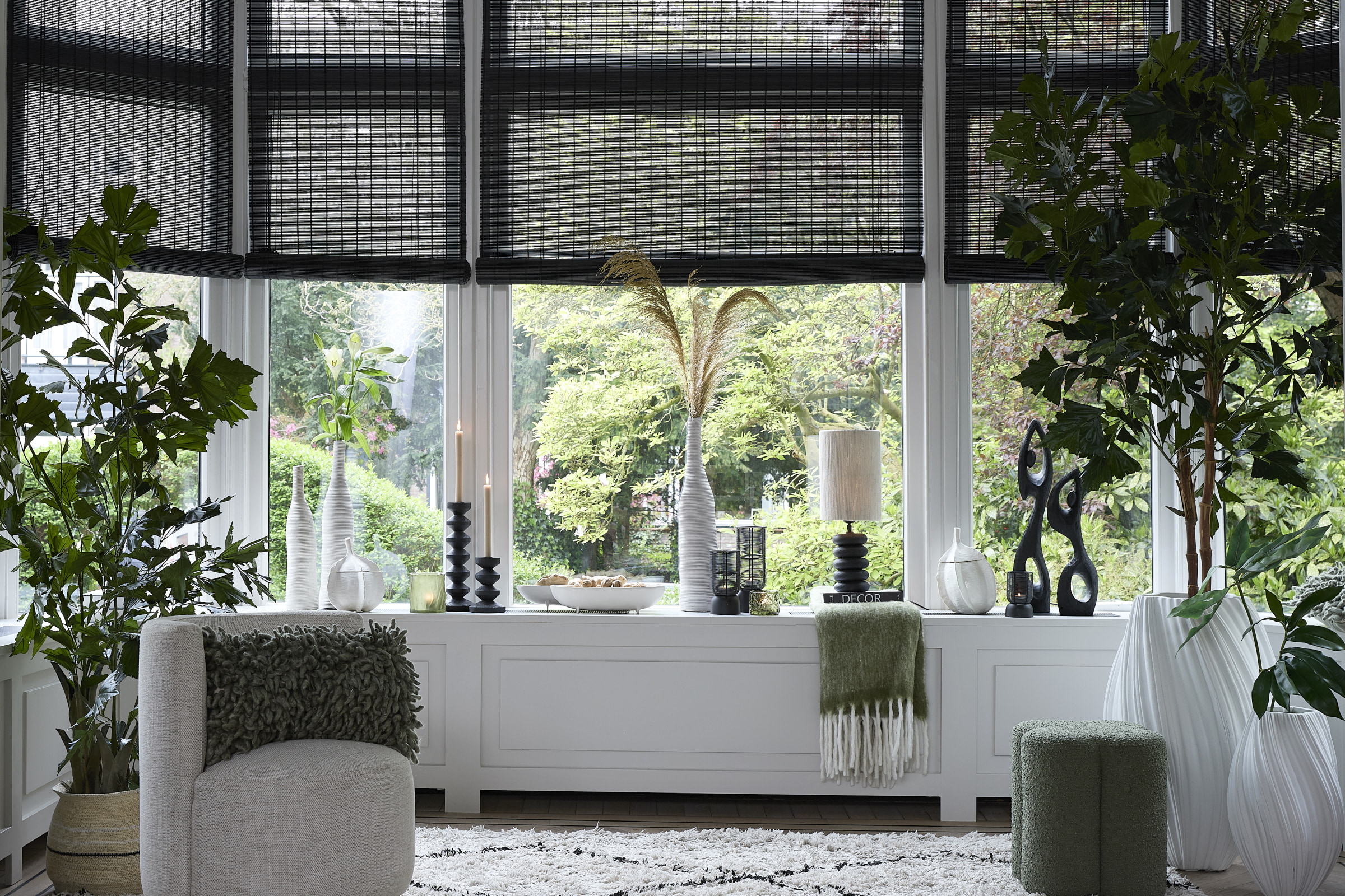 Light & Living Poef 'Nalani' Bouclé, kleur Groen