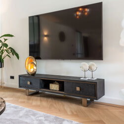 Richmond TV-meubel 'Hunter' Eiken, kleur Zwart / Goud, 190cm