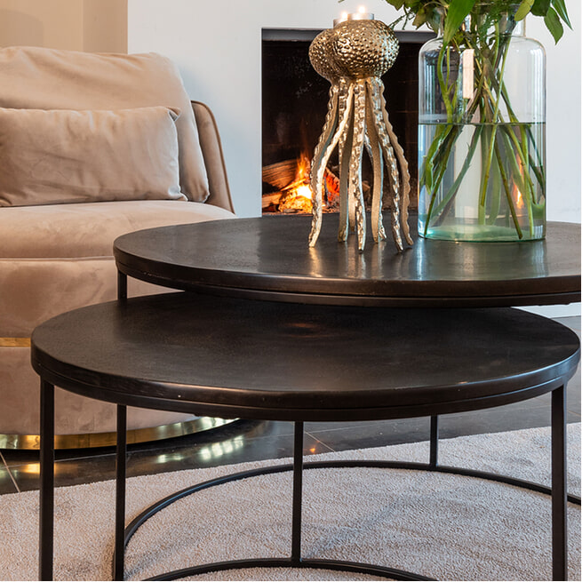 Salontafel Set van 2 - Acaciahout - Rond - Tafel Mio | Leen Bakker Salontafel Set van 2 - Acaciahout - Rond - Tafel Mio | Leen Bakker