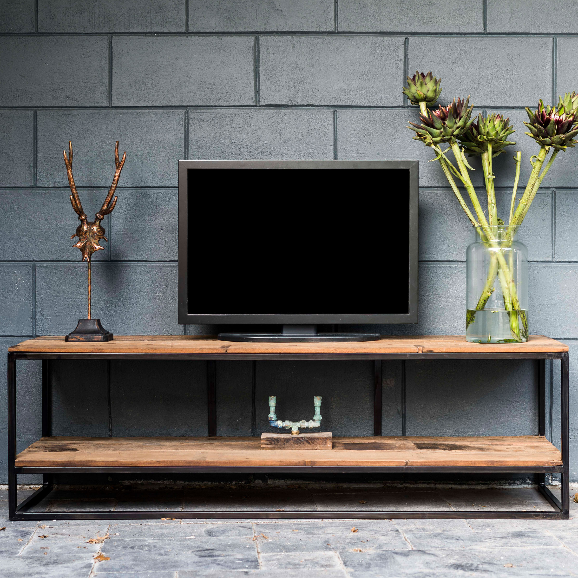 Richmond TV-meubel Raffles Staal en gerecyceld hout, 161cm