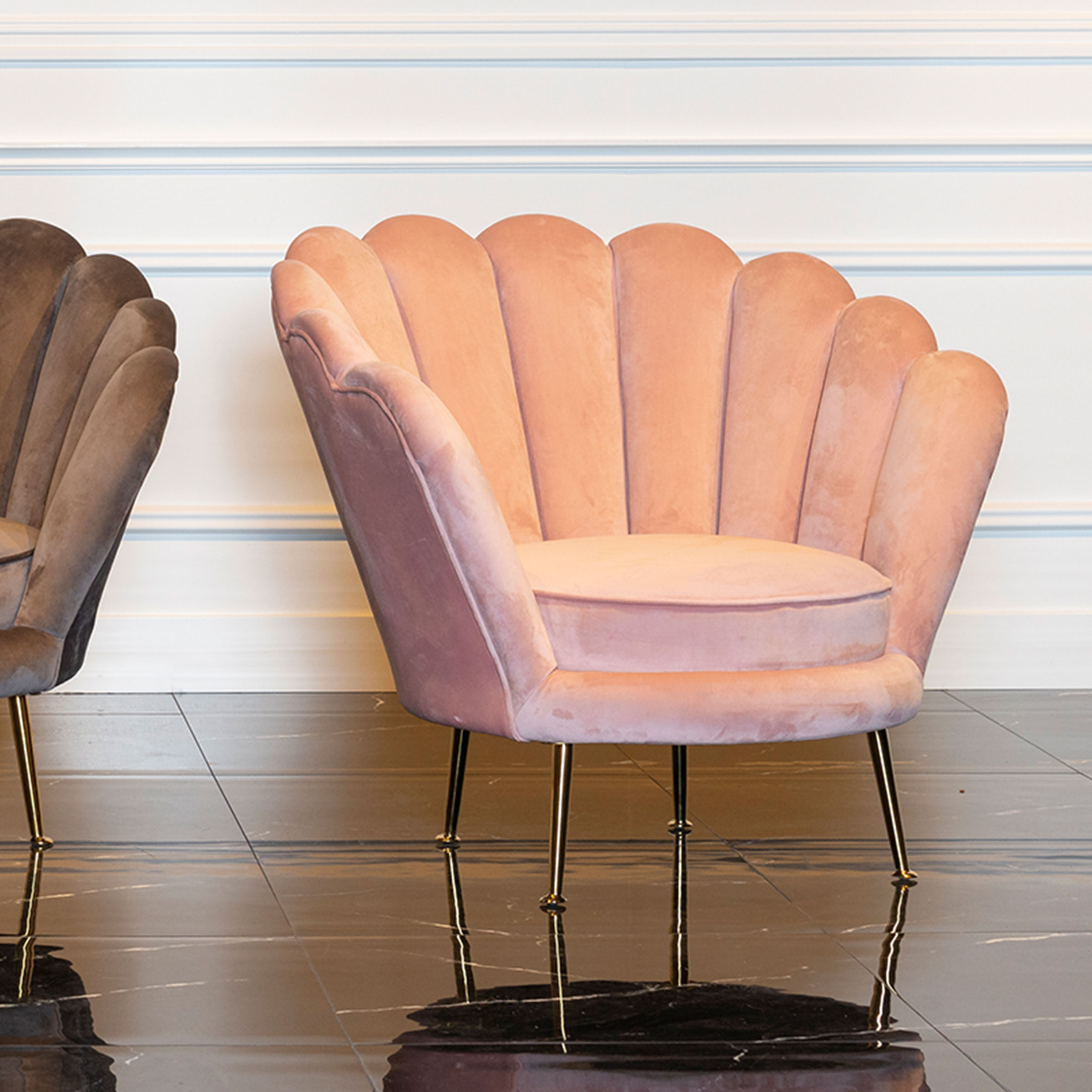 Richmond Fauteuil 'Perla' Velvet, kleur Roze Richmond Fauteuil 'Perla' Velvet, kleur Roze
