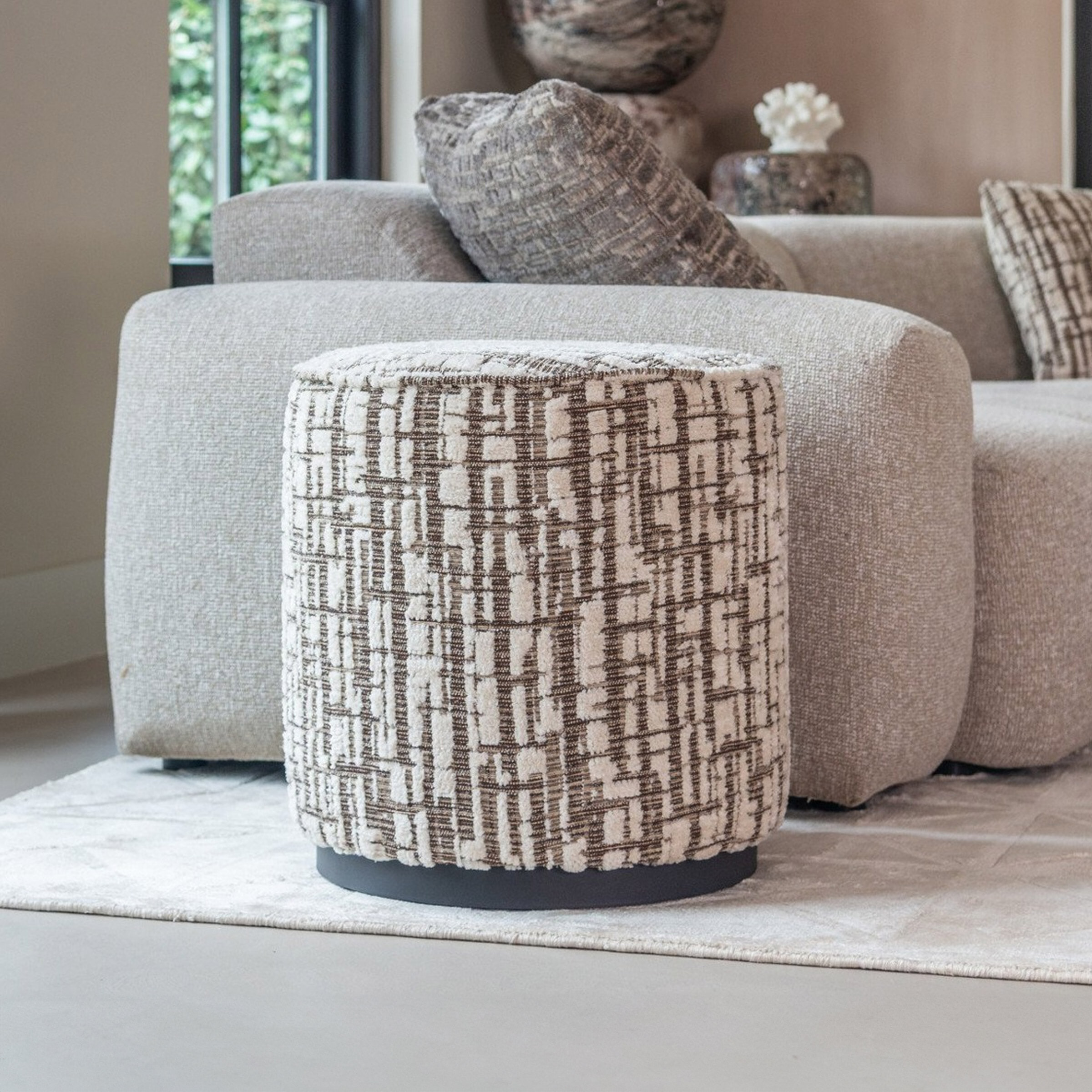 Richmond Poef 'Lexie' Geweven stof, 45cm