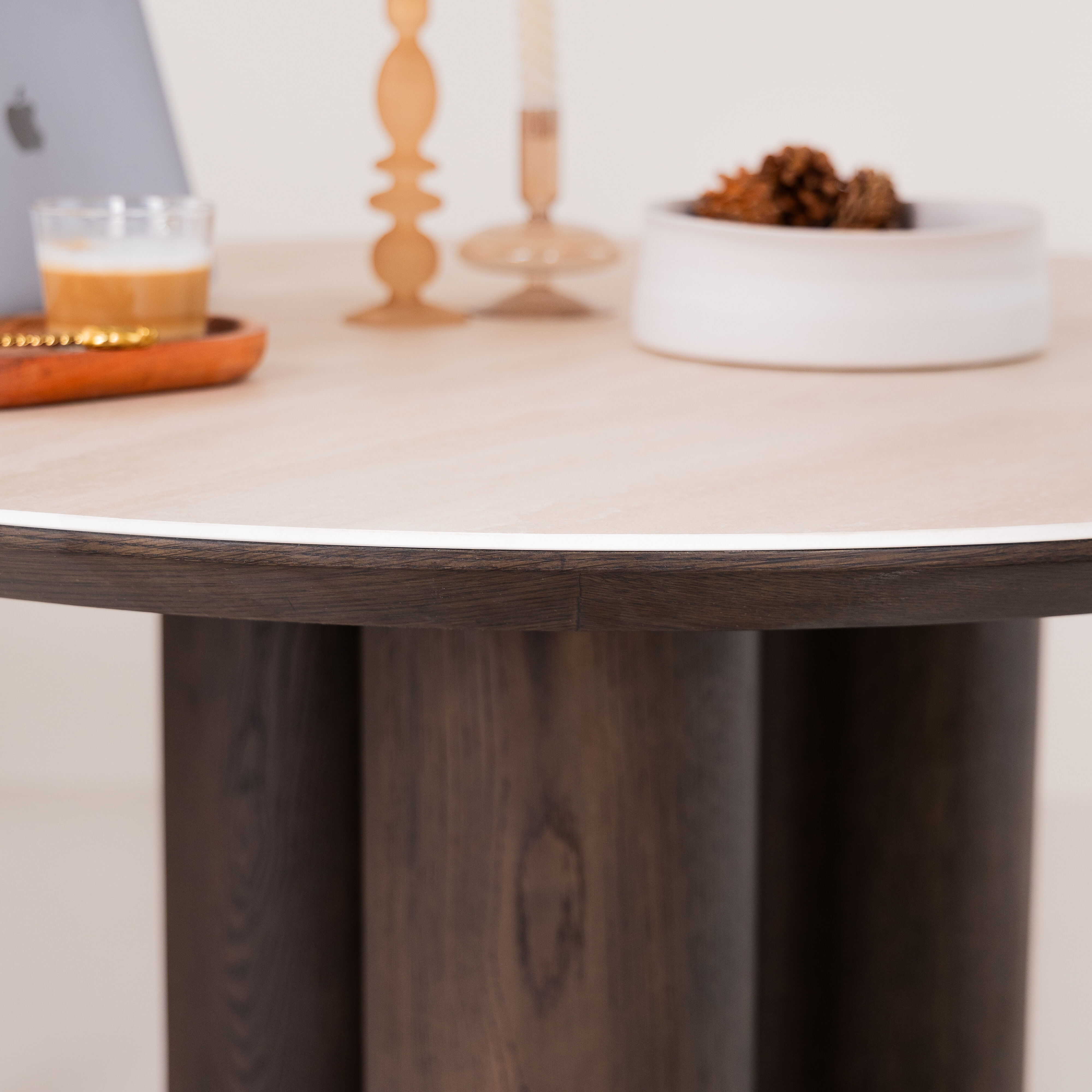 Richmond Ronde Eettafel 'Ritz' Eiken en travertin, 120cm