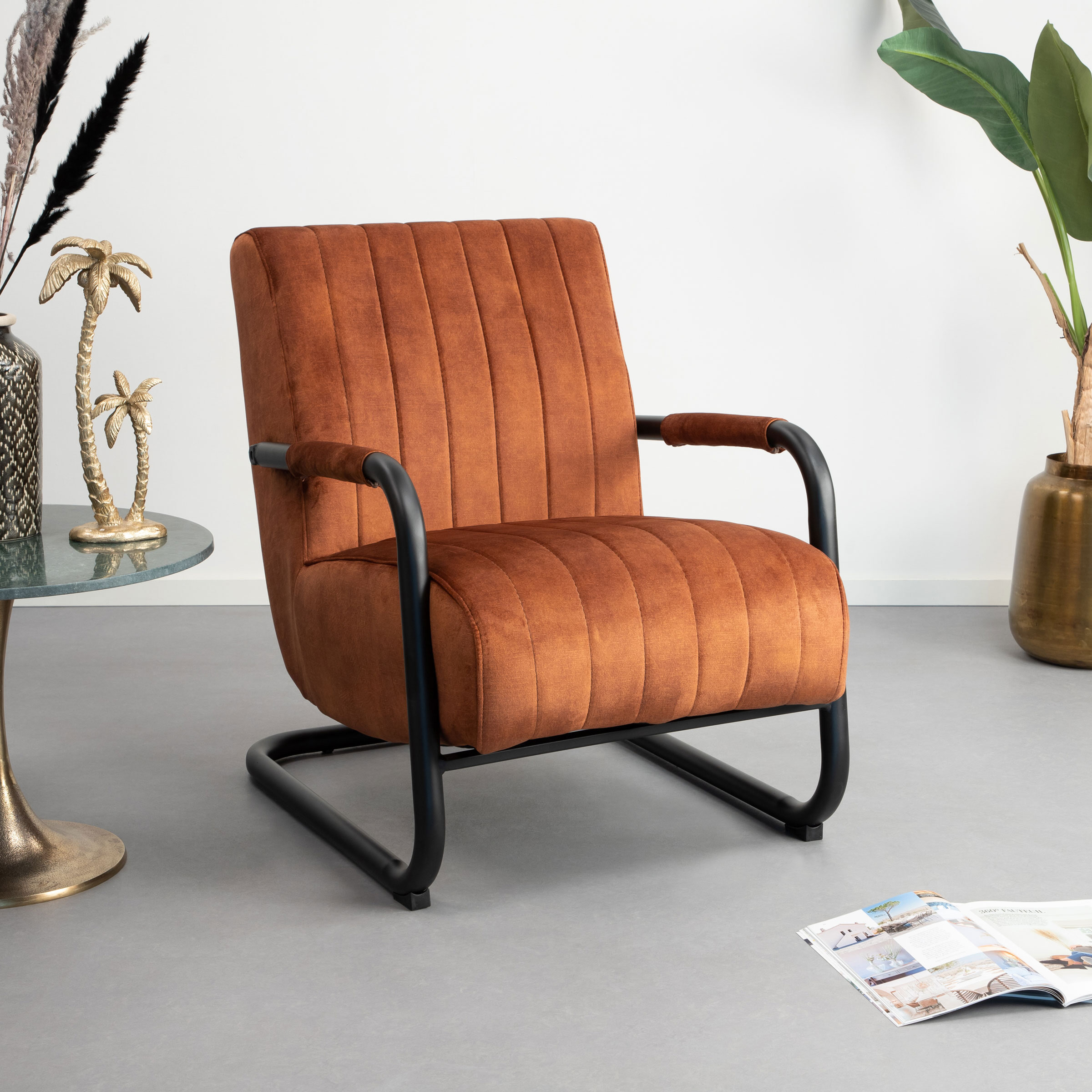 Sohome Fauteuil 'Raisa' Velvet, kleur Koper