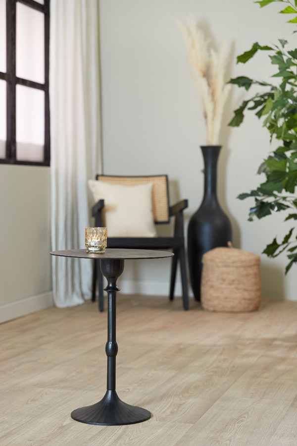 Light & Living Bijzettafel 'Janna' Ø40cm, kleur Mat Zwart