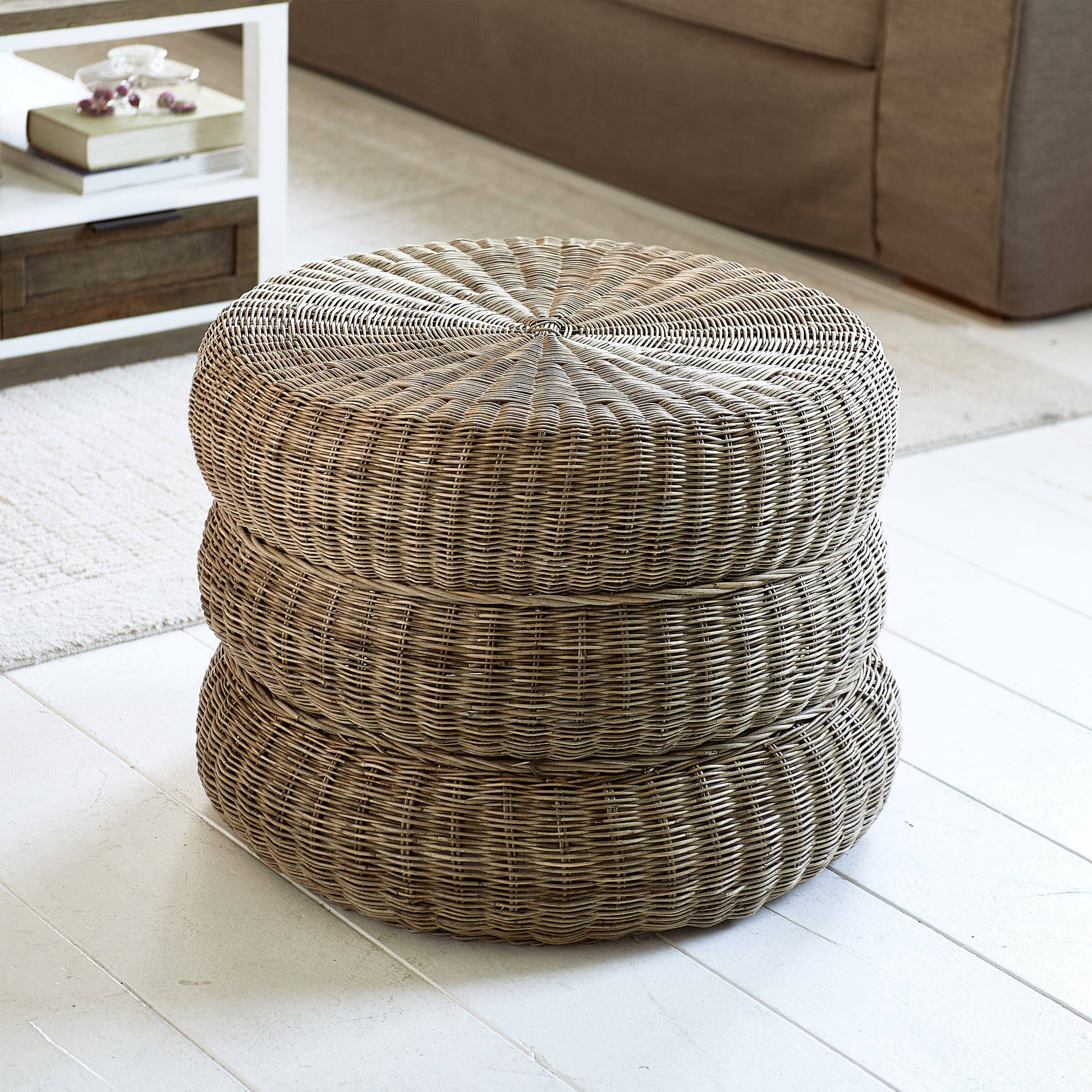 Rivièra Maison Hocker 'Macaron' Rustic Rattan, 60cm