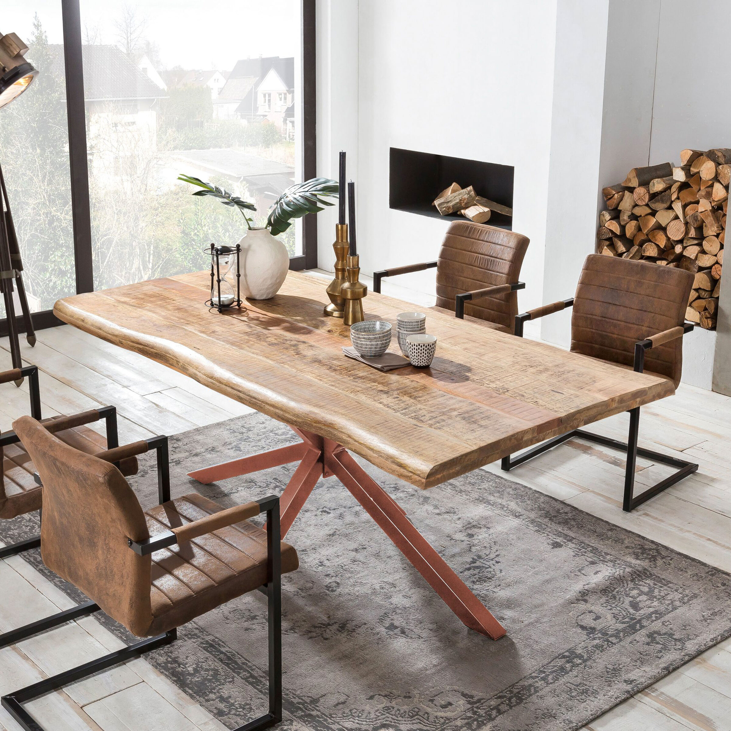 Artistiq Boomstam Eettafel 'Rochelle' Mangohout, kleur Bruin