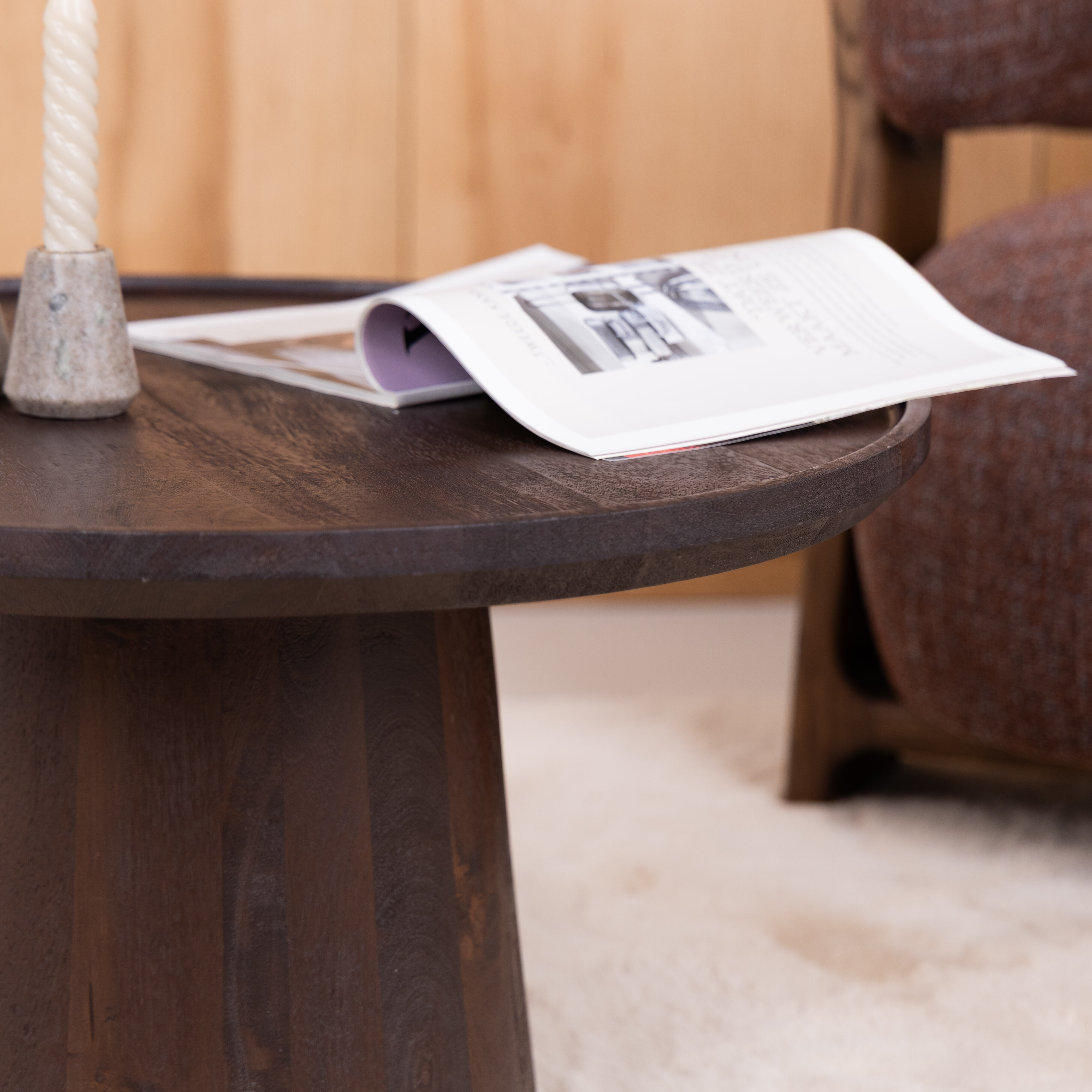 Eleonora Ronde Salontafel 'Ron' Mangohout, kleur Bruin, 80cm