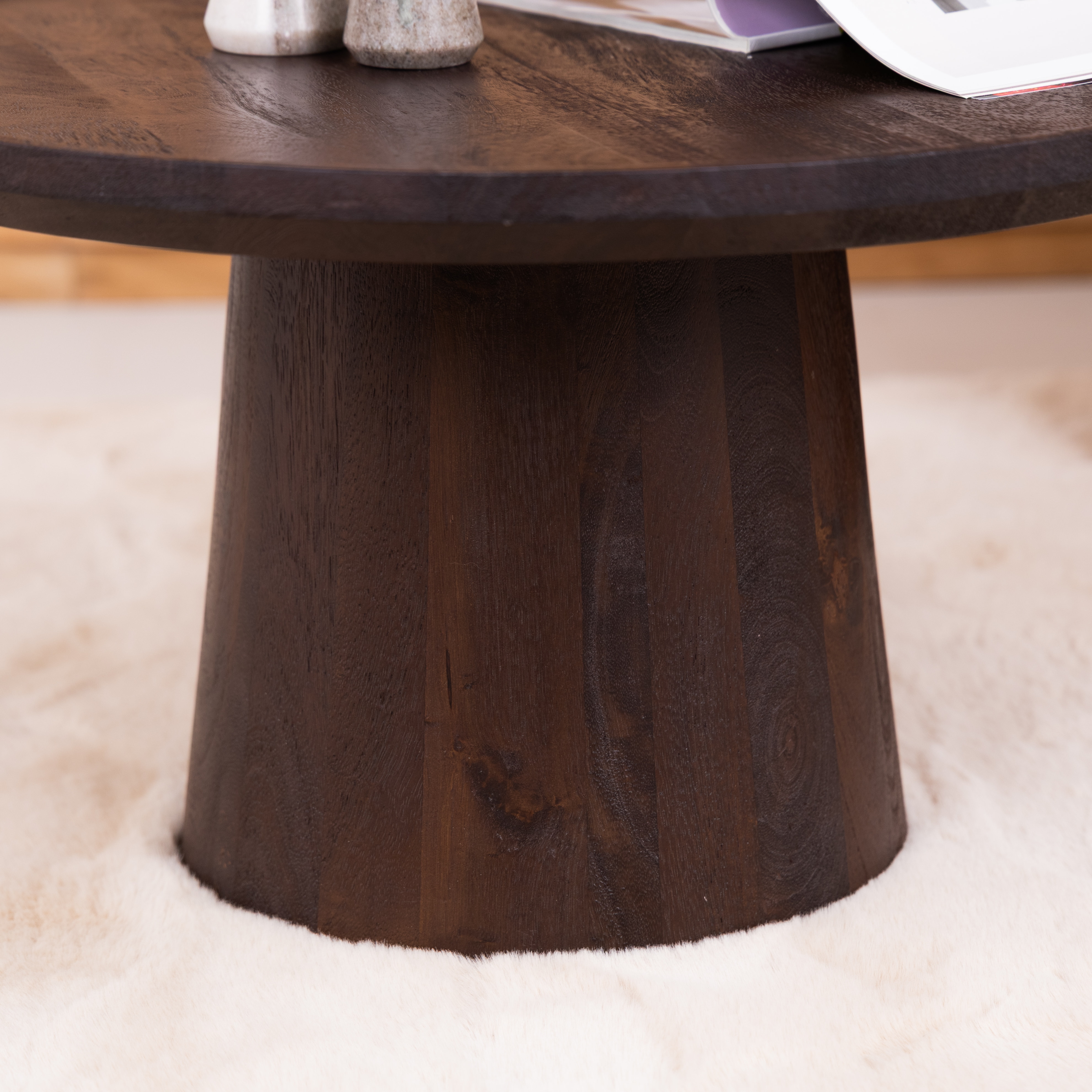 Eleonora Ronde Salontafel 'Ron' Mangohout, kleur Bruin, 66cm