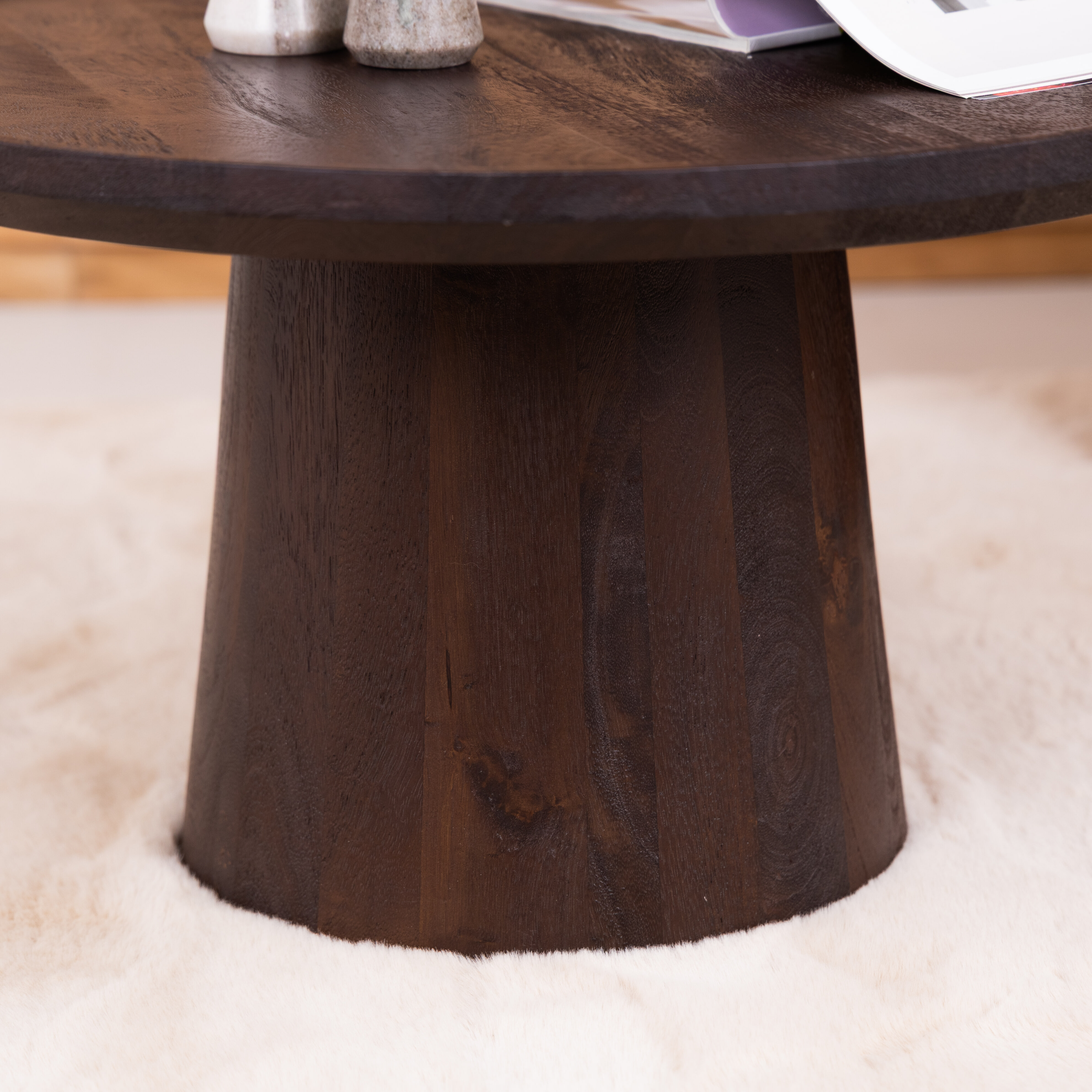 Eleonora Ronde Salontafel 'Ron' Mangohout, kleur Bruin, 80cm