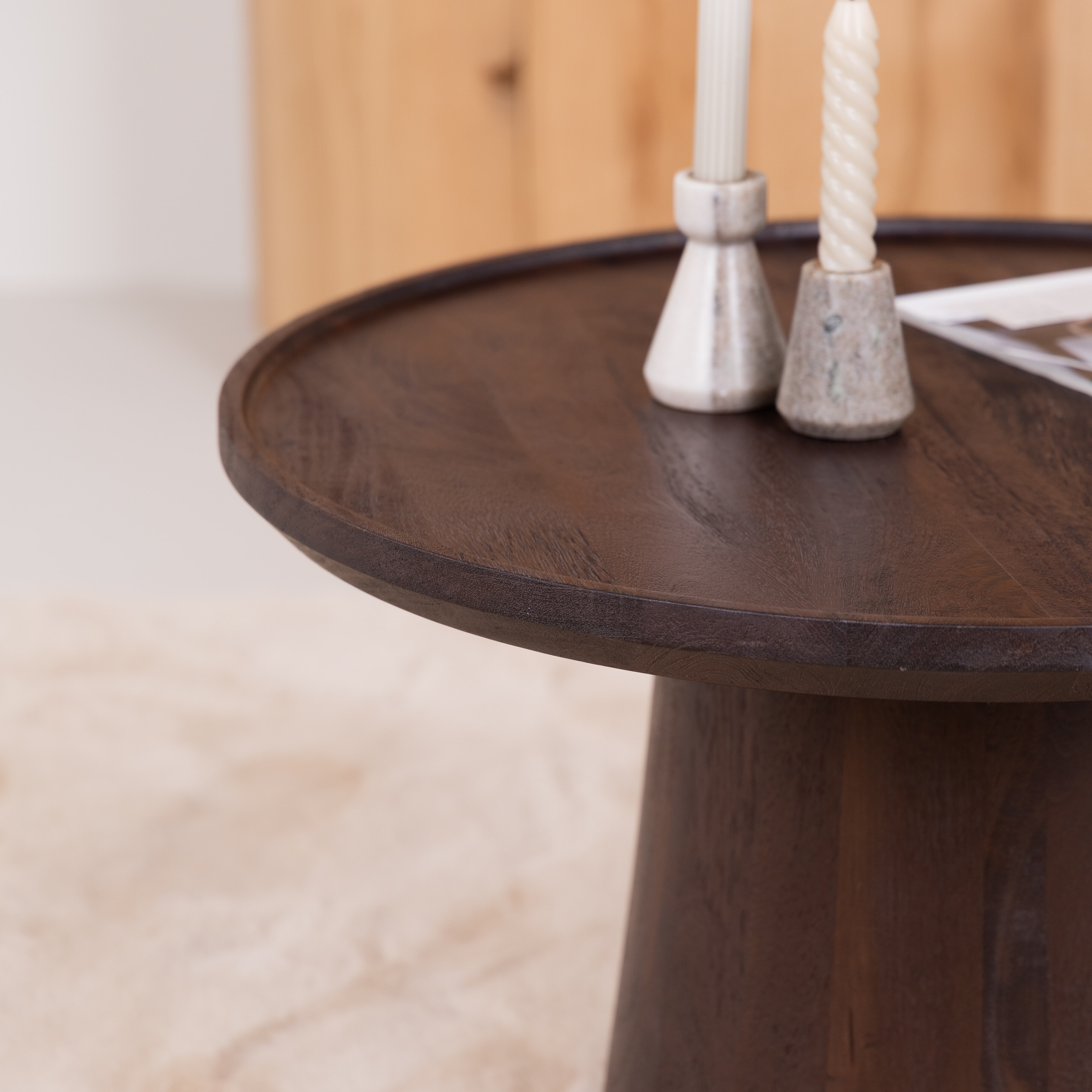 Eleonora Ronde Salontafel 'Ron' Mangohout, kleur Bruin, 80cm
