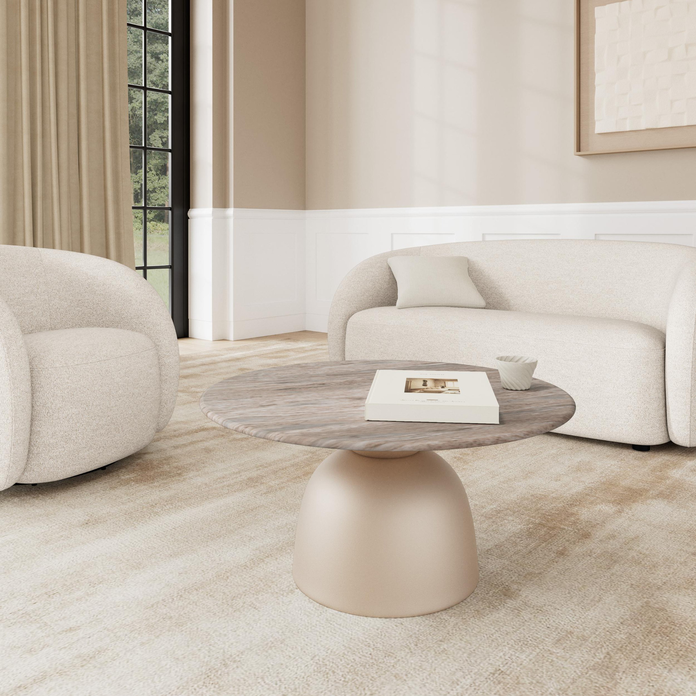 Sohome Ronde Salontafel Charis Marmer, 80cm - Beige