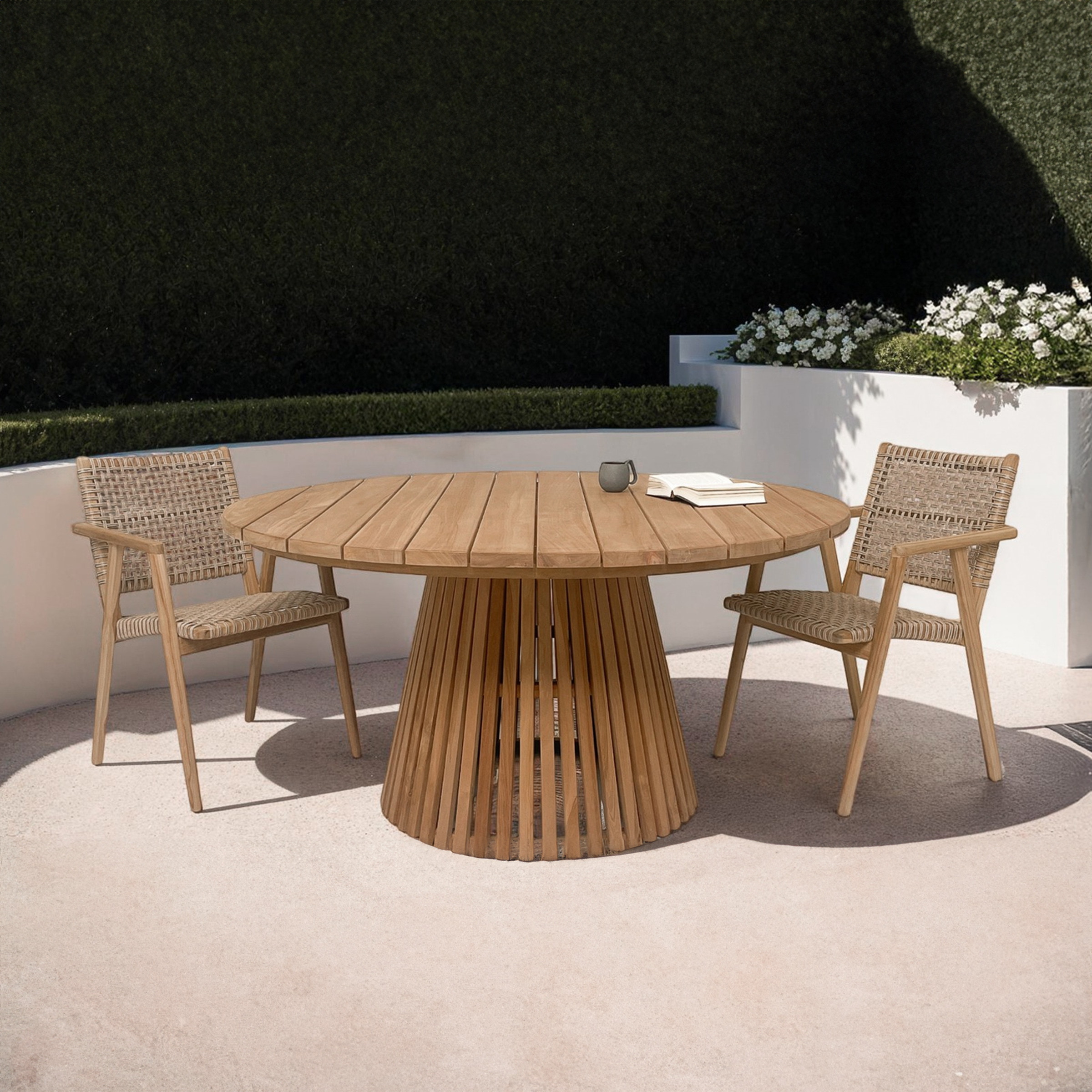 Livingfurn Ronde Tuintafel Cindo Teakhout, 120cm - Bruin