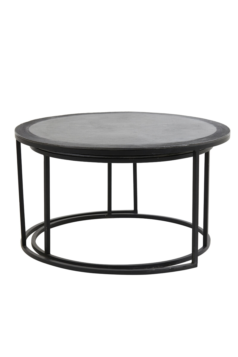Light & Living Salontafel 'Talca' Set van 2 stuks, 67/75cm, kleur Antiek Lood