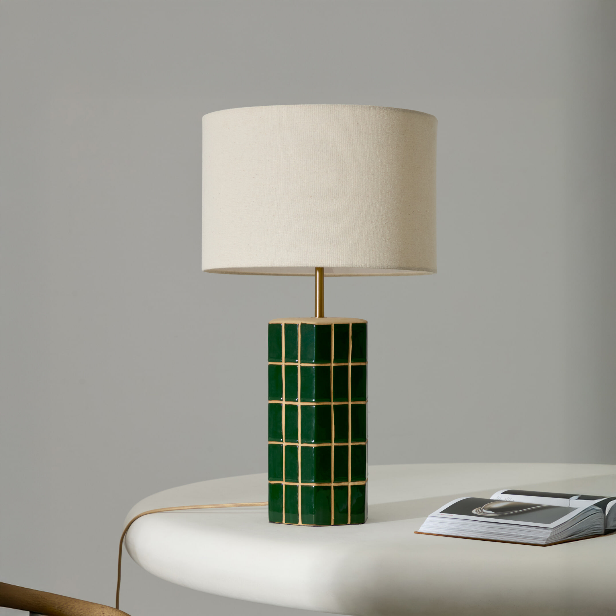 Kave Home Tafellamp 'Rue' Keramiek incl. kap, kleur groen / ecru