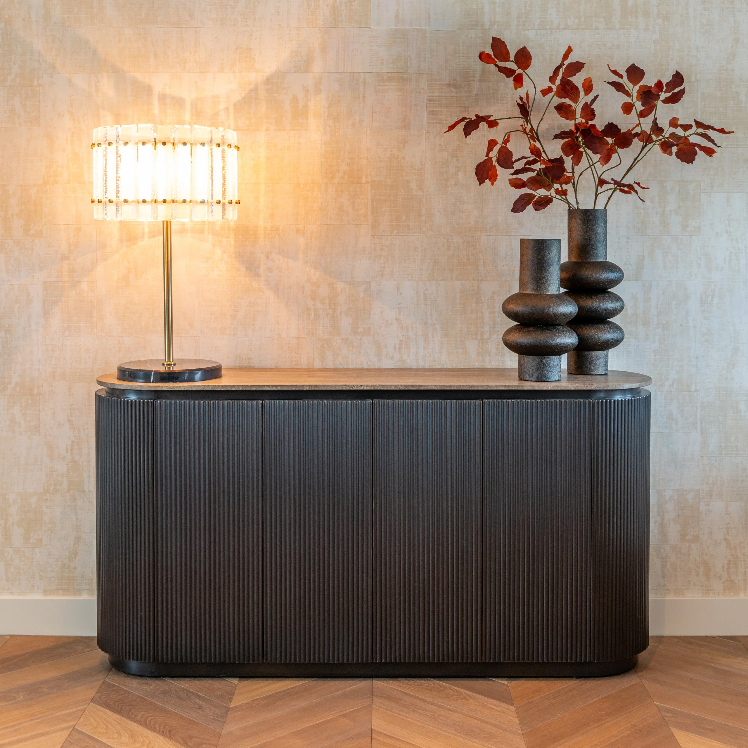 Richmond Dressoir 'Russo' Travertin en brass, 160cm