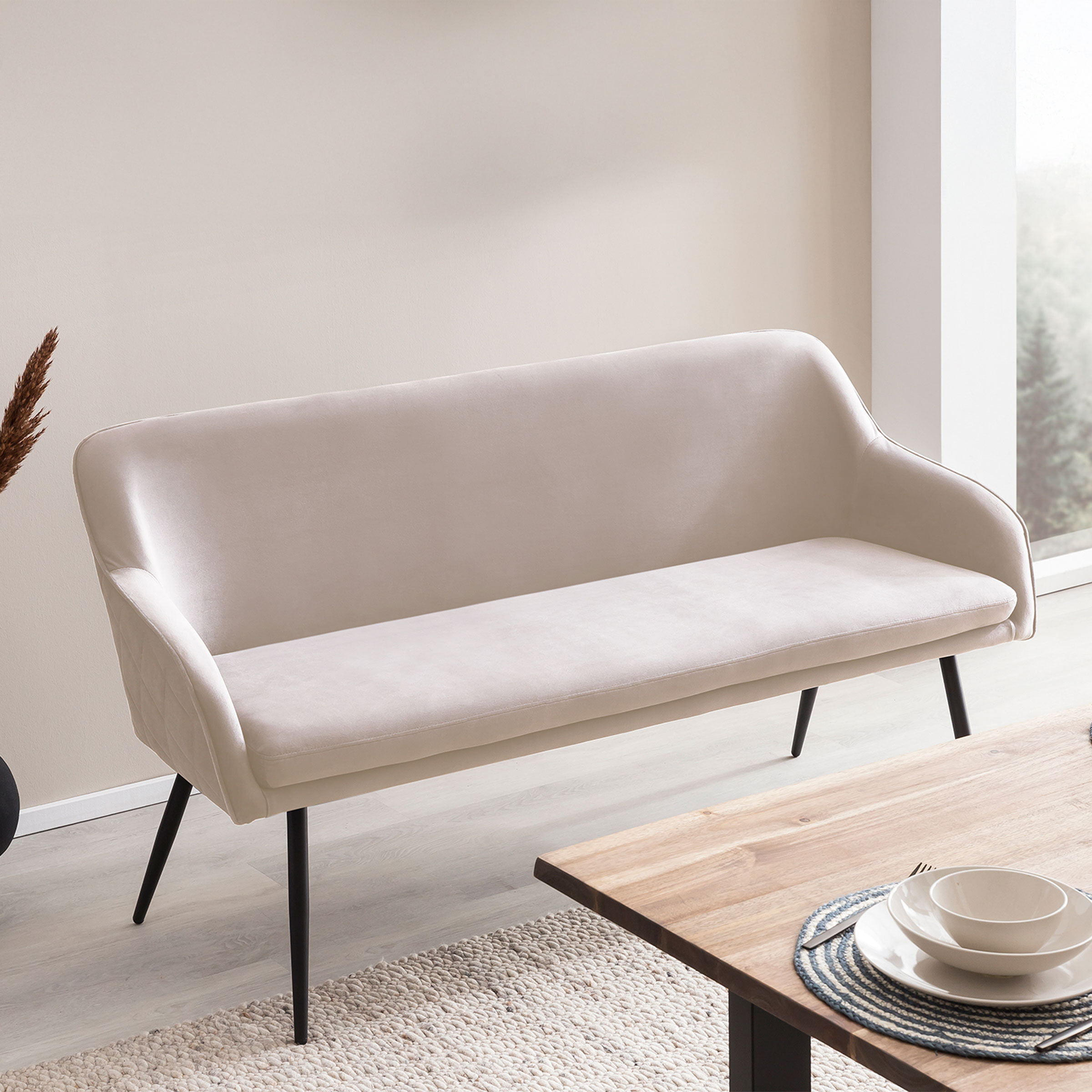 Artistiq Eetkamerbank Tynise Velvet - Crème