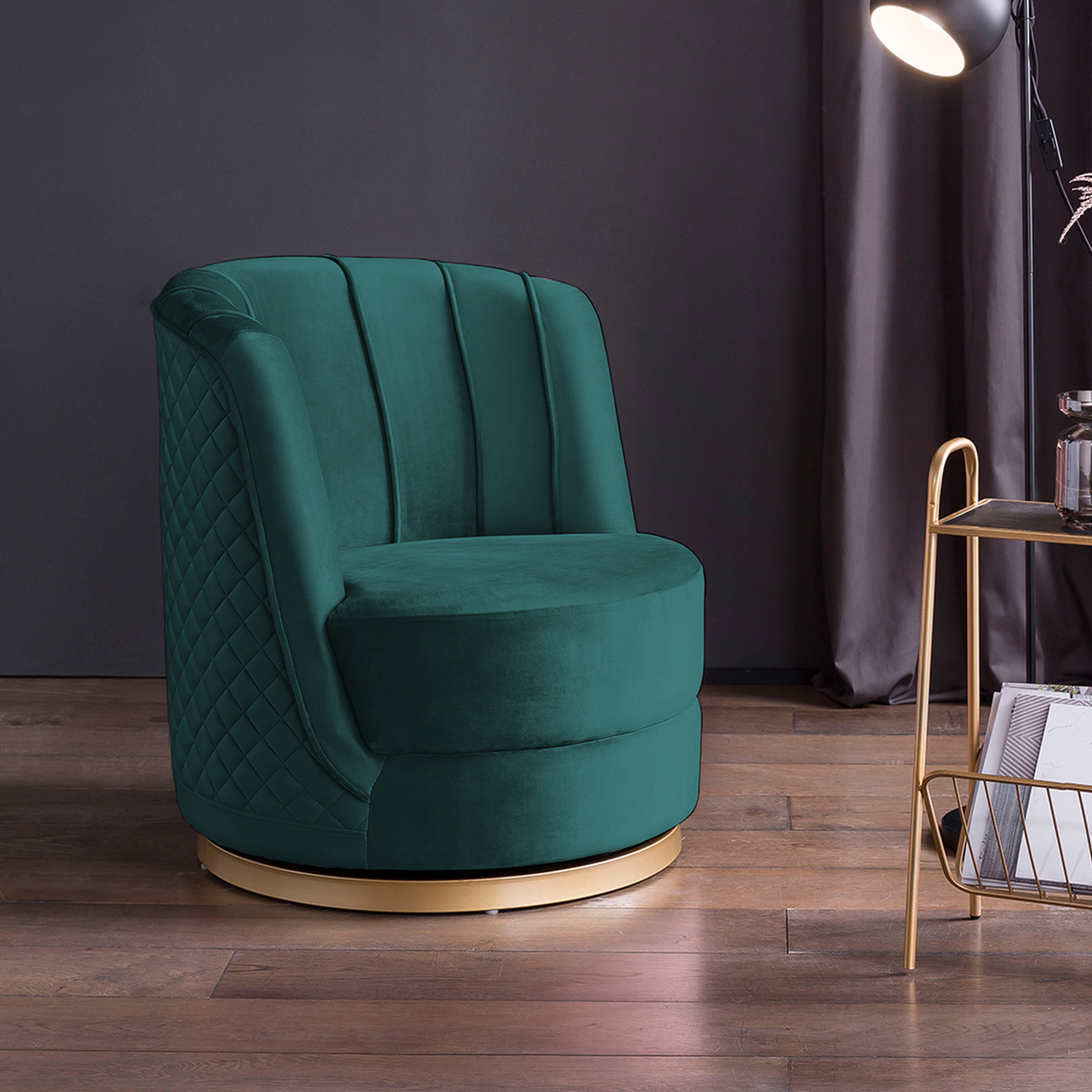 Artistiq Living Draaibare Fauteuil 'Meggie' Velvet, kleur groen