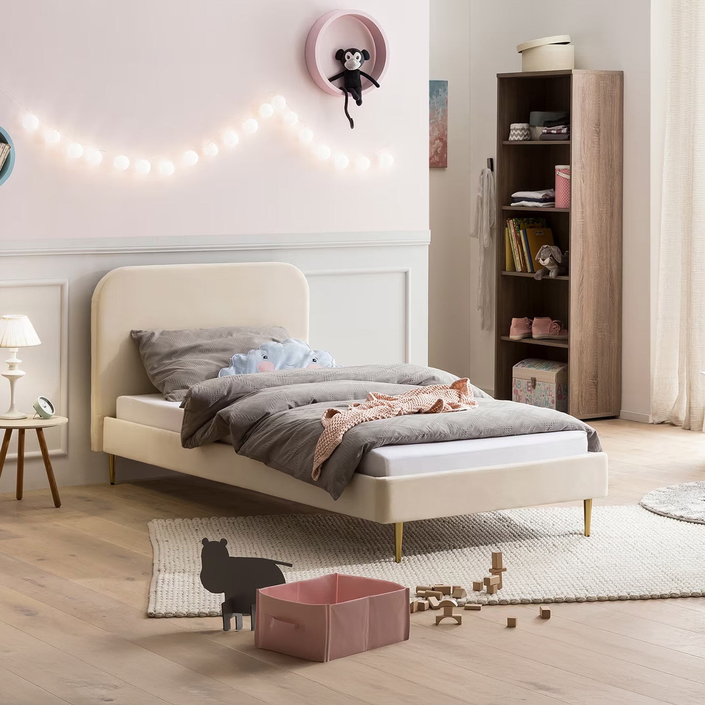 Artistiq Bed Federico Velvet, 90 x 200cm - beige