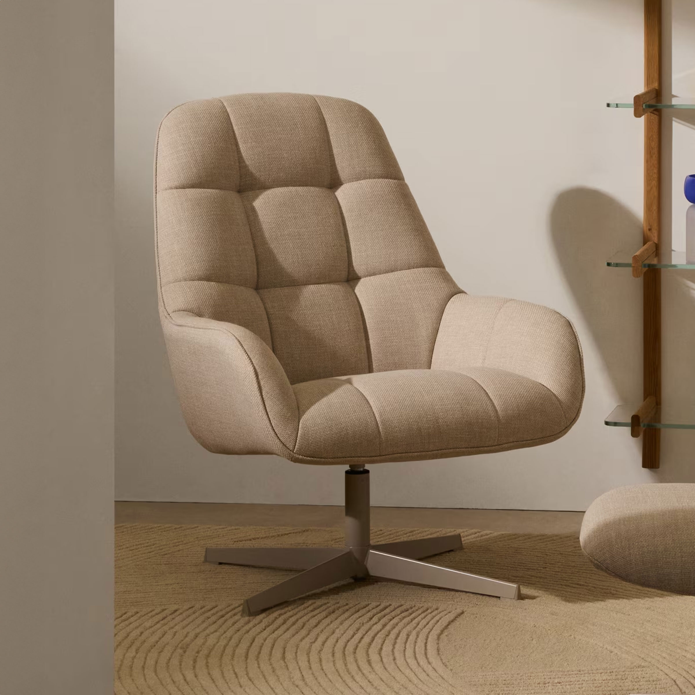 Kave Home Draaifauteuil Jaspe Structuurstof - Beige