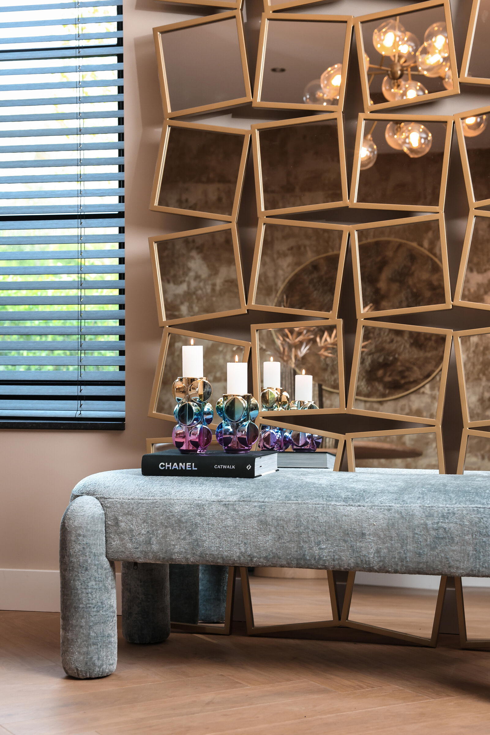 Richmond Eetkamerbank 'Holly' Chenille, kleur Lichtblauw