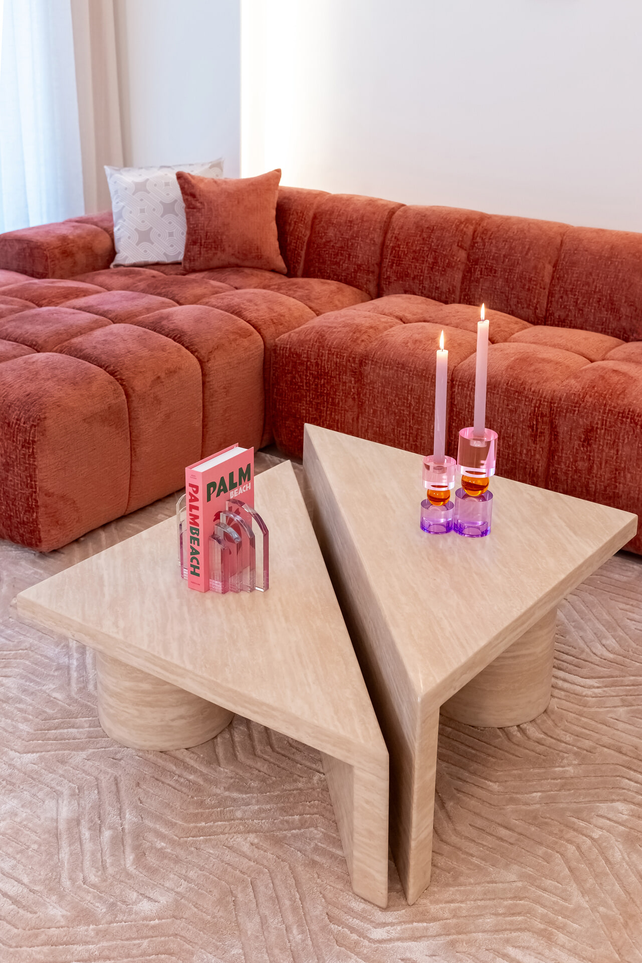 Richmond Salontafel 'Fictus' Set van 2 stuks, Travertin look