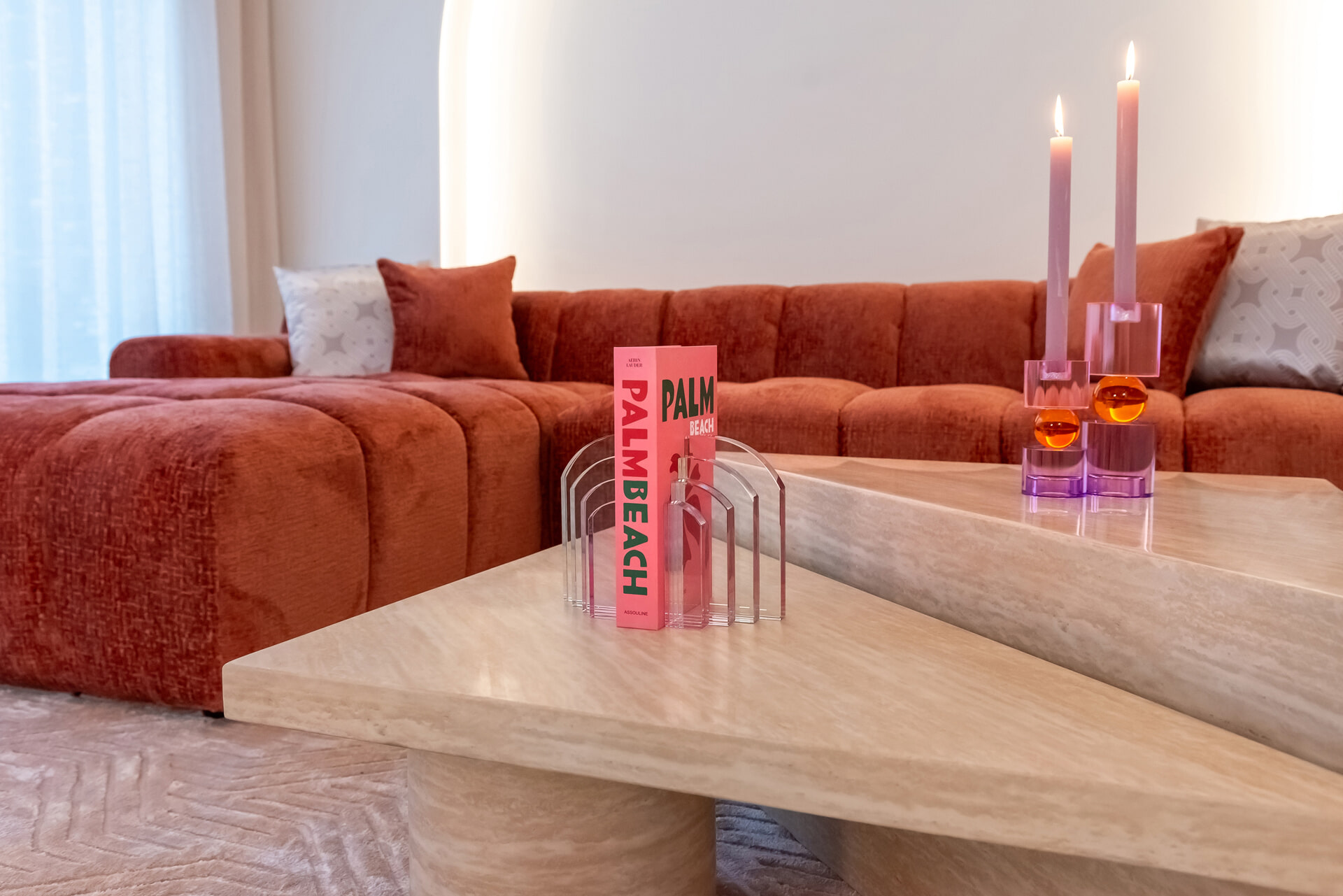 Richmond Salontafel 'Fictus' Set van 2 stuks, Travertin look