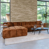 Richmond 3-zits Loungebank 'Cube' Links, Chenille, kleur Cinnamon