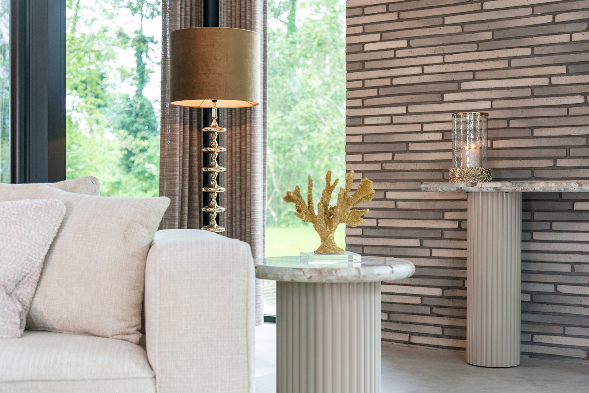 Richmond 4-zits Bank 'Lusso' Chenille, kleur Beige