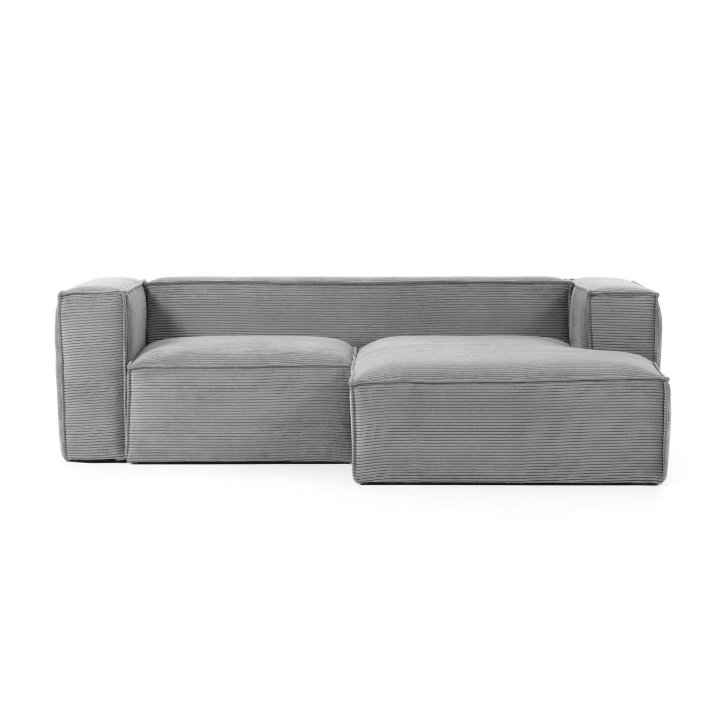Kave Home Loungebank 'Blok' Rib, Rechts 240cm, kleur Donkergrijs