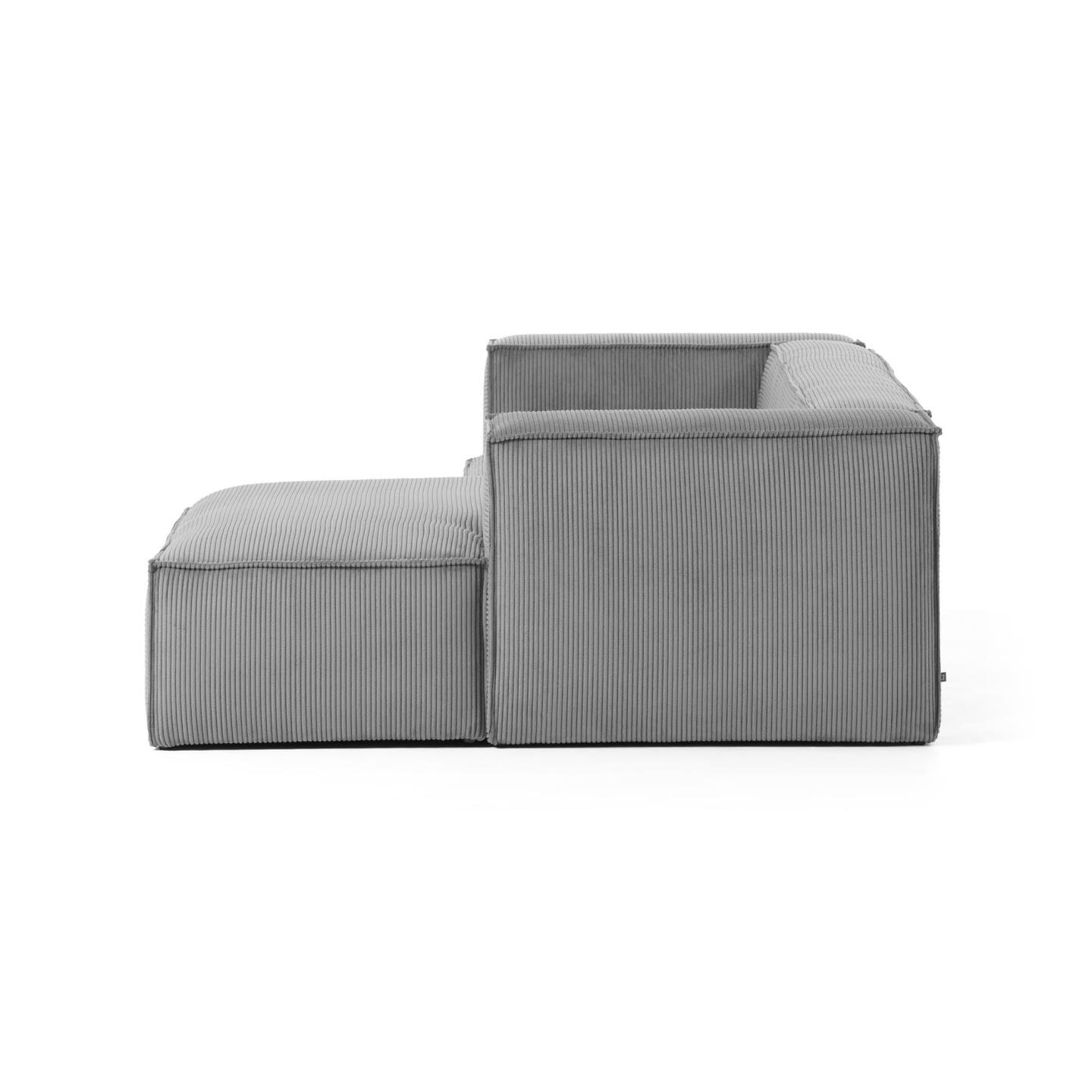 Kave Home Loungebank 'Blok' Rib, Rechts 240cm, kleur Donkergrijs